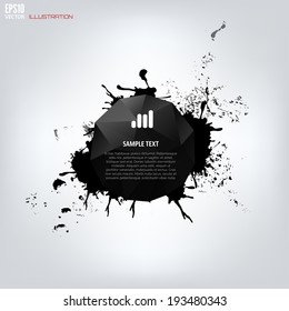 Black abstract geometric background with splash