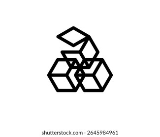 Logotipo preto da estrutura do diamante do cubo geométrico