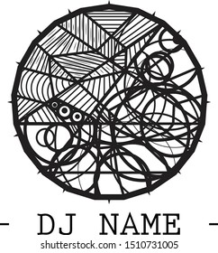 Black Abstract Geometric DJ logotype vector archive 