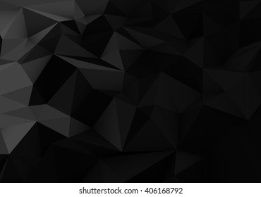 Black abstract geometric, low poly style vector illustration graphic background