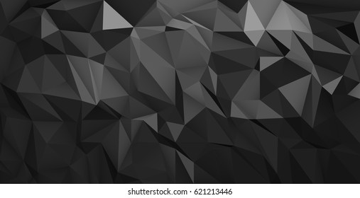 Black abstract geometric, low poly style vector illustration graphic background
