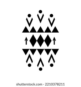 Black abstract geometric patterns on a white background.
