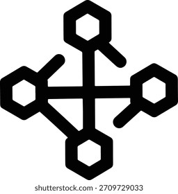Schwarz abstrakte geometrische Form mit verbundenen Sechsecken und abgerundeten Ecken weiß