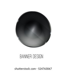  Black abstract geometric shape, ellipse, oval badge, blank button template with metal texture, UI, applications, apps. Vector illustration.