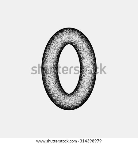 Black abstract geometric shape, ellipse, oval badge with film grain, noise, dotwork, grunge texture and light background for logo, design concepts, posters, banners, web, prints. Vector illustration.