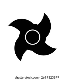 Black abstract geometric shape rotates against a white background, featuring a minimalist design and clean composition, ideal for modern backgrounds, logos, or design elements.