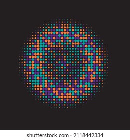 Black Abstract Gradation. Colorful Halftone Half. Vector Shape. Texture Background. Dot Element. Gradient Retro. Effect Element. Illustration Gradient Element.