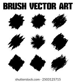 Black abstract grunge brush vector texture pack.