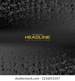 Black abstract grunge futuristic tech background. Vector design
