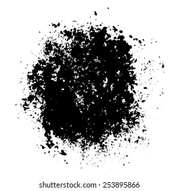 Black abstract grunge splash shape. Vector texture background.