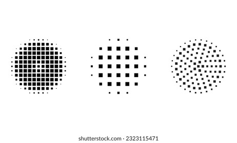 Black abstract halftone design element vector set.
