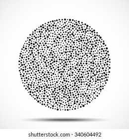 Black Abstract Halftone Frame Circle Dots Logo Design Element, vector illustration