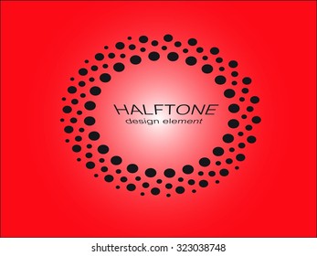 Black Abstract Halftone Logo Design Element, vector illustration red radial background