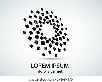 Black Abstract Halftone Logo Design Element, vector illustration
