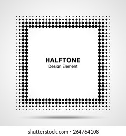 Black Abstract Halftone Square Frame Background 