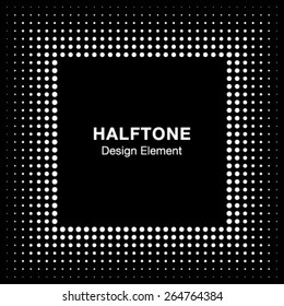 Black Abstract Halftone Square Frame Background 
