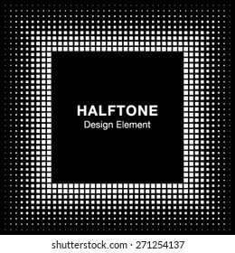 Black Abstract Halftone Square Frame Background, vector illustration