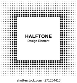 Black Abstract Halftone Square Frame Background, vector illustration