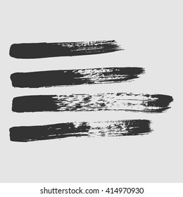 Black abstract hand painted brush strokes collection. Vector art.