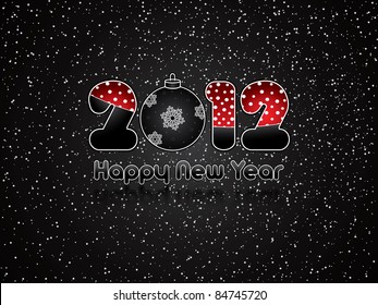 Black abstract Happy New Year 2012 background