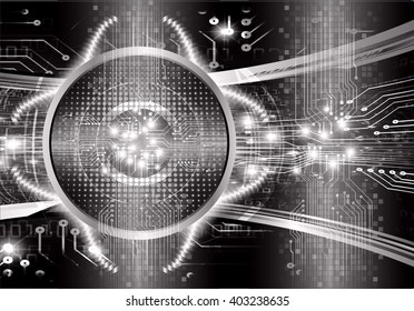 black abstract hi speed internet technology background illustration. eye scan virus computer. vector