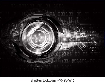 Black abstract hi speed internet technology background illustration. eye scan virus computer. vector