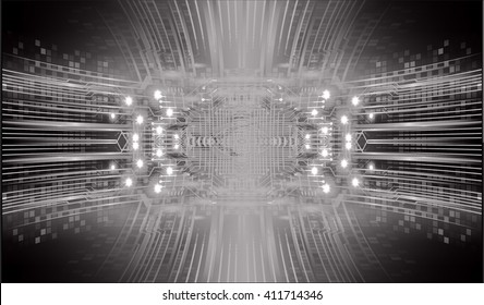 Black abstract hi speed internet technology background illustration. eye scan virus computer. motion move.
