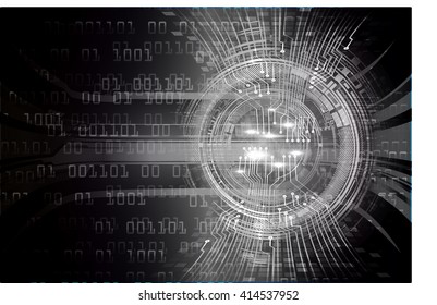 Black abstract hi speed internet technology background illustration. eye scan virus computer. motion move.