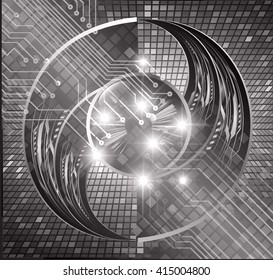 Black abstract hi speed internet technology background illustration. eye scan virus computer. motion move.