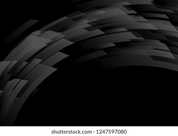 Black abstract hi-tech shapes geometric background. Vector modern futuristic background