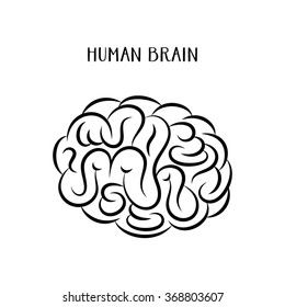 Black abstract human brain icon vector illustration