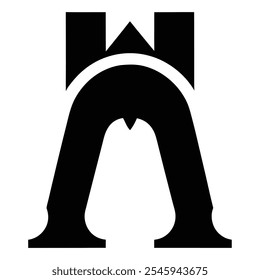 black abstract icon with arch shaped