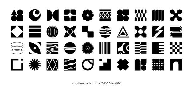 Black Abstract Icon vector design, Decoration elements art, Minimal, Futuristic basic shape geometrix collection, Easy t use