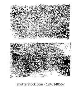 Black abstract imprint thick paint strokes isolated on white background