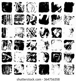black abstract ink blots collection of grunge texture