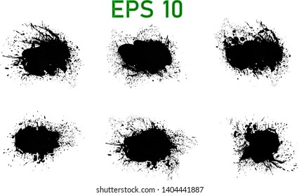 Black Abstract ink design. Transparent background. Brush collection. High resolution