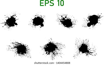 Black Abstract ink design. Transparent background. Brush collection. High resolution