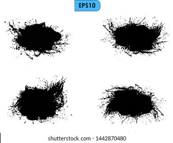 Black Abstract ink design. Transparent background. Brush collection. High resolution