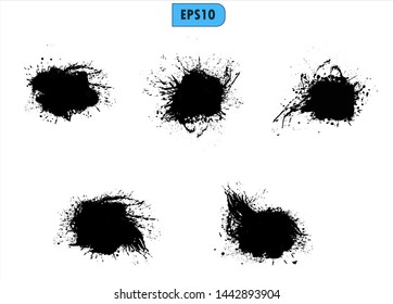 Black Abstract ink design. Transparent background. Brush collection. High resolution