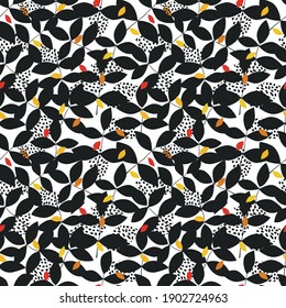 negro hojas abstractas vectoriales sin costura