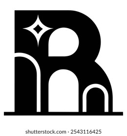 black abstract letter B icon with arch shaped