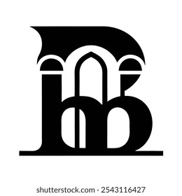 black abstract letter B icon with arch shaped