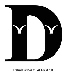 black abstract letter D icon with arch shaped