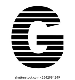black abstract letter G icon with horizontal strip
