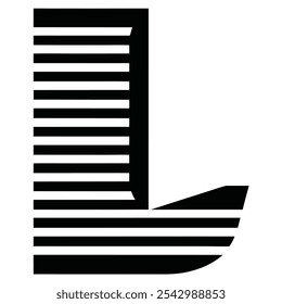 black abstract letter L icon with horizontal strip