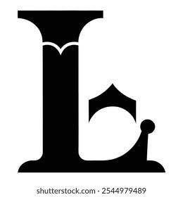 black abstract letter L icon with arch shaped