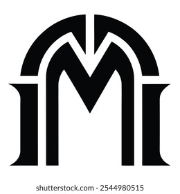 black abstract letter M icon with arch shaped