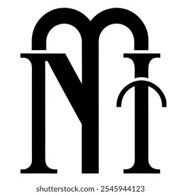 black abstract letter n+i icon with arch shaped
