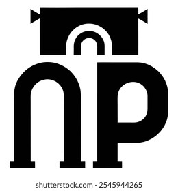 black abstract letter n+p icon with arch shaped