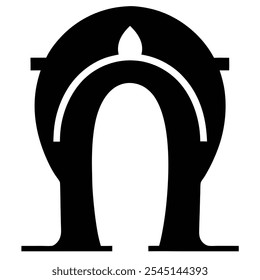 black abstract letter O icon with arch shaped